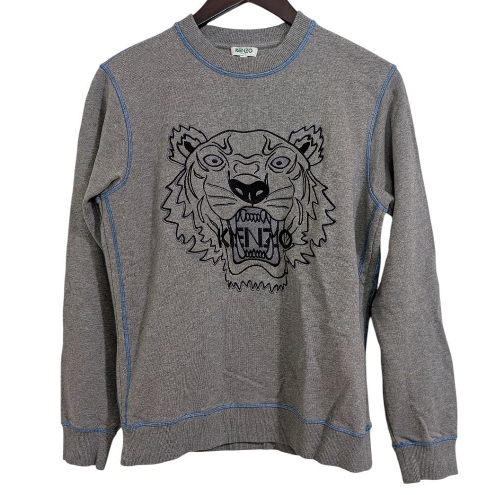 Kenzo Paris Tiger Head Embroidered Sweatshirt - Grey Men's XS